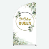 Lofaris Birthday Queen Greenery Leaves Half Moon Arch Backdrop